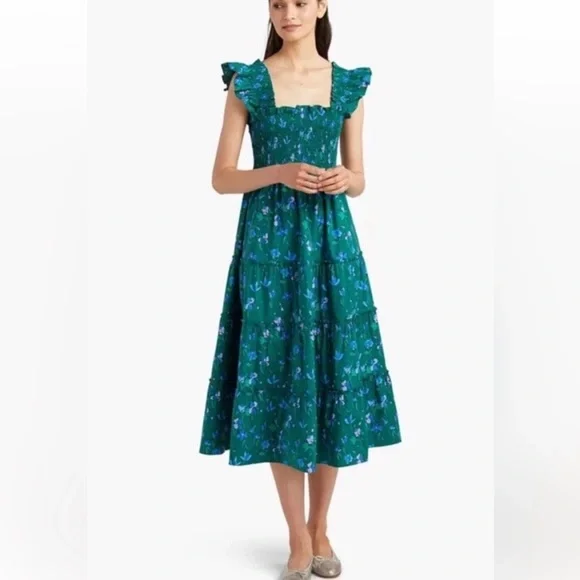 Ellie Nap Dress Hill House Home in Emerald Space Floral - Picture 2 of 5